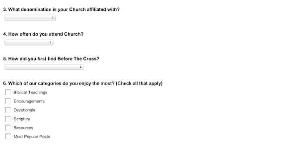 Before the Cross Reader Survey